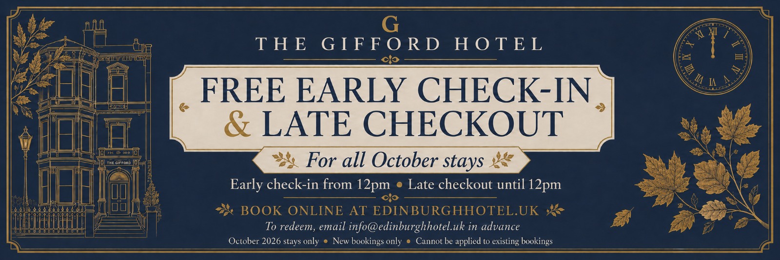 Early Check-In, Late Check-out in October 2026 - Edinburgh Hotel